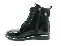 Fermuarlı Bağcıklı Bayan Bot - Siyah-Rugan - 38.152 - Thumbnail