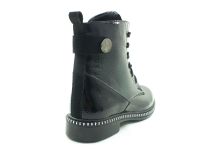 Fermuarlı Bağcıklı Bayan Bot - Siyah-Rugan - 38.152 - Thumbnail