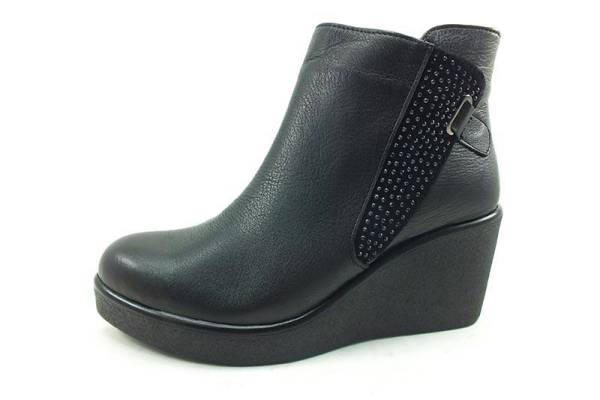 Fermuarlı Bayan Deri Bot - Siyah - 2101