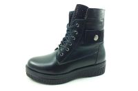 Fermuarlı Hakiki Deri Bayan Bot - Siyah - 25 - Thumbnail