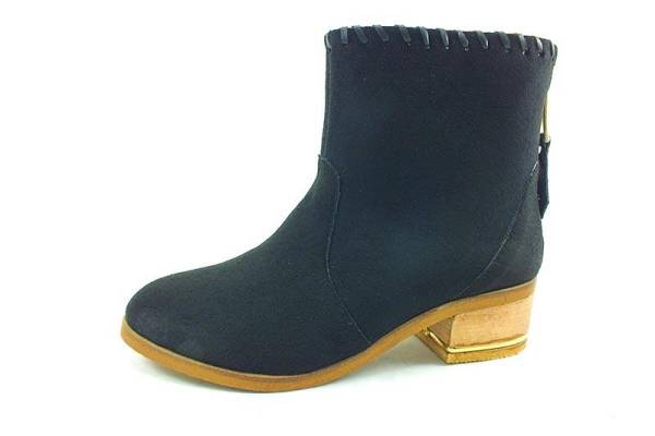 Fermuarlı Bayan Bot - Siyah-Süet - 201