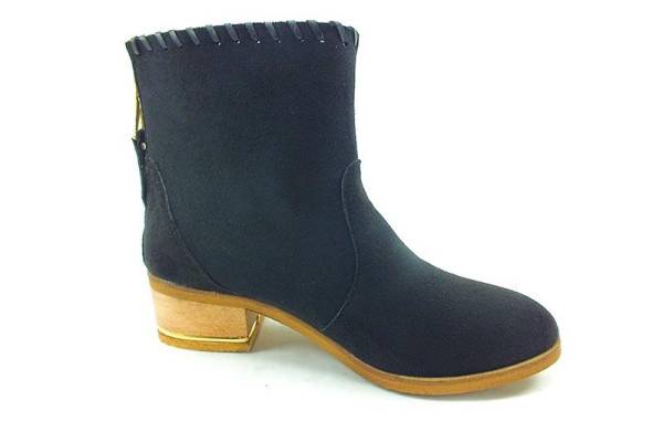 Fermuarlı Bayan Bot - Siyah-Süet - 201