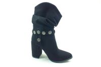 Fermuarlı Bayan Bot - Siyah-Süet - 3007 - Thumbnail