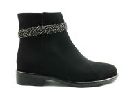 Fermuarlı Taşlı Kadın Botu - Siyah-Süet - 913 - Thumbnail