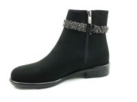 Fermuarlı Taşlı Kadın Botu - Siyah-Süet - 913 - Thumbnail