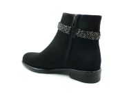 Fermuarlı Taşlı Kadın Botu - Siyah-Süet - 913 - Thumbnail