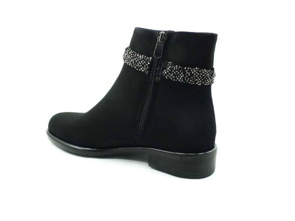 Fermuarlı Taşlı Kadın Botu - Siyah-Süet - 913
