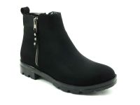 Fermuarlı Bayan Bot - Siyah-Süet - 99.101 - Thumbnail