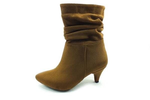 Fermuarlı Bayan Bot - Taba-Süet - 1871