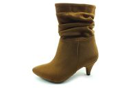 Fermuarlı Bayan Bot - Taba-Süet - 1871 - Thumbnail