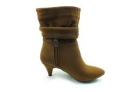 Fermuarlı Bayan Bot - Taba-Süet - 1871 - Thumbnail