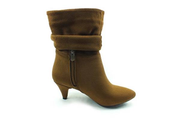 Fermuarlı Bayan Bot - Taba-Süet - 1871