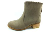 Fermuarlı Bayan Bot - Vizon-Süet - 201 - Thumbnail