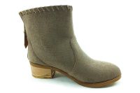 Fermuarlı Bayan Bot - Vizon-Süet - 201 - Thumbnail