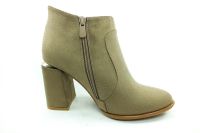 Fermuarlı Bayan Bot - Vizon-Süet - 4531 - Thumbnail