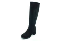 Fermuarlı Bayan Çizme - Siyah-Süet - 5401 - Thumbnail