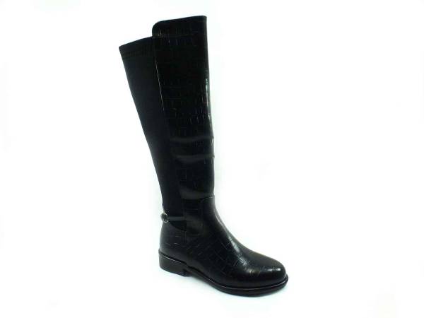Fermuarlı Bayan Çizme - Siyah-Kroke - 910