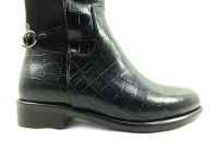 Fermuarlı Bayan Çizme - Siyah-Kroke - 910 - Thumbnail