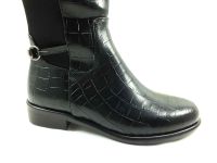 Fermuarlı Bayan Çizme - Siyah-Kroke - 910 - Thumbnail