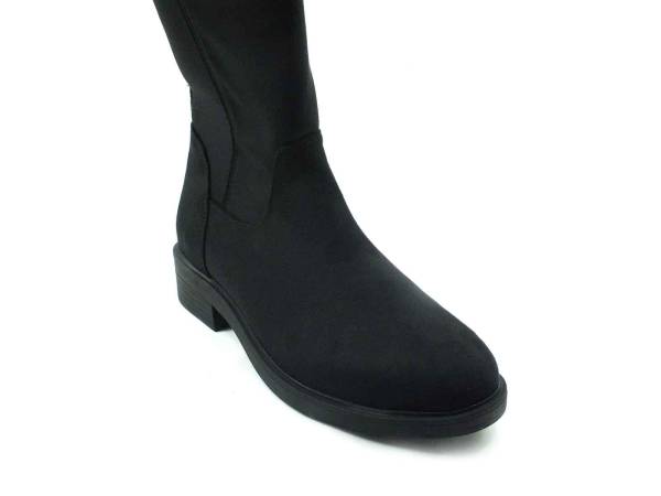 Fermuarlı Bayan Çizme - Siyah-Süet - 6004