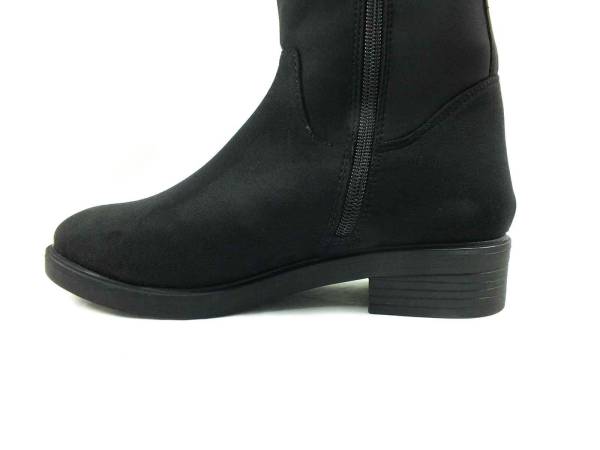 Fermuarlı Bayan Çizme - Siyah-Süet - 6004