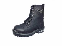 Bağcıklı-Fermuarlı Çocuk Deri Bot - Siyah - 17600-F - Thumbnail