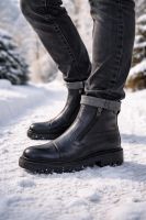 Fermuarlı Gerçek Deri Erkek Bot Siyah 70 JMS FR 25992-Siyah - Thumbnail