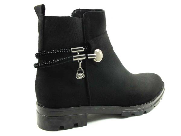 Fermuarlı Taşlı Kadın Botu - Siyah-Süet - 115