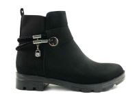 Fermuarlı Taşlı Kadın Botu - Siyah-Süet - 115 - Thumbnail