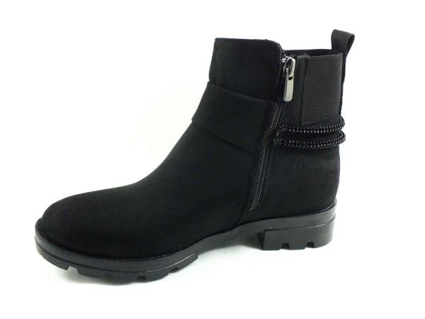 Fermuarlı Taşlı Kadın Botu - Siyah-Süet - 115