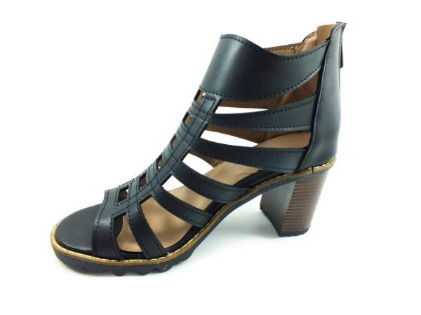 Fermuarlı Gladyatör Bayan Sandalet - Siyah - 266