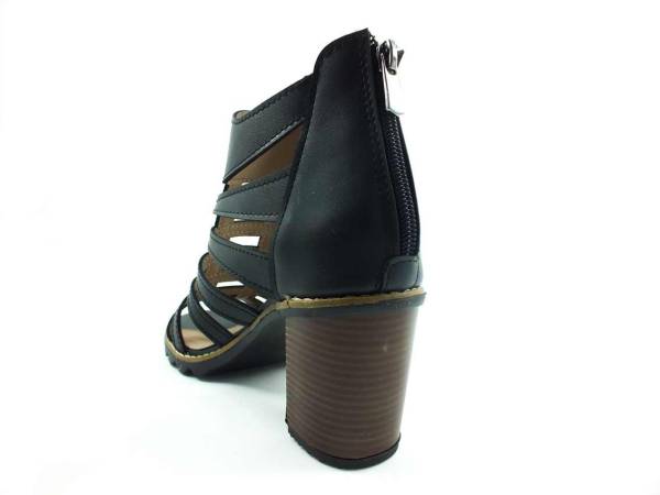 Fermuarlı Gladyatör Bayan Sandalet - Siyah - 266