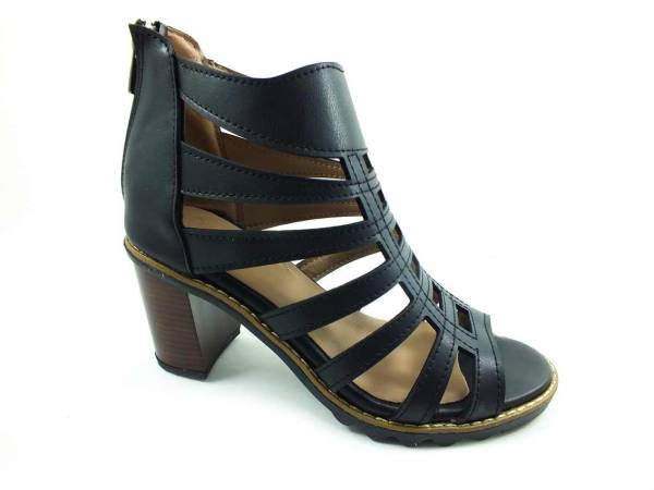 Fermuarlı Gladyatör Bayan Sandalet - Siyah - 266