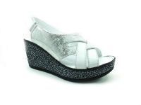 Hakiki Deri Cırtlı Kadın Sandalet - Beyaz - 0906 - Thumbnail