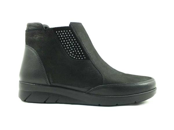 Hakiki Deri Fermuarlı Kadın Botu - Siyah - 100.P09