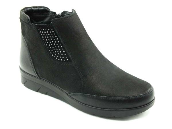 Hakiki Deri Fermuarlı Kadın Botu - Siyah - 100.P09