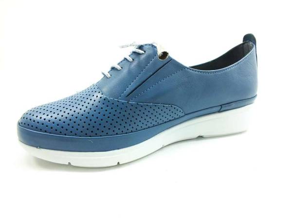 Hakiki Deri Günlük Bayan Ayakkabı - Mavi - 1908