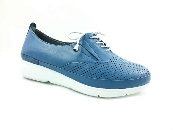 Hakiki Deri Günlük Bayan Ayakkabı - Mavi - 1908