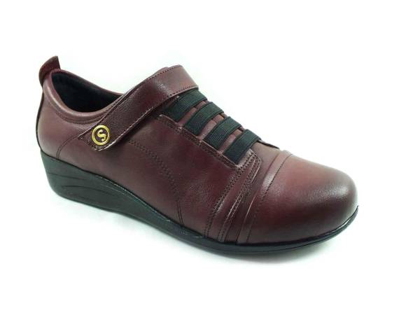 Hakiki Deri Günlük Cırtlı Kadın Ayakkabı - Bordo - 240