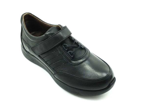 Hakiki Deri Günlük Cırtlı Kadın Ayakkabı - Siyah - 1031