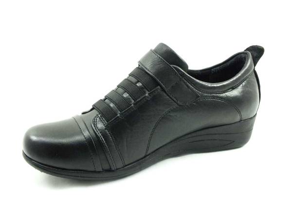 Hakiki Deri Günlük Cırtlı Kadın Ayakkabı - Siyah - 240
