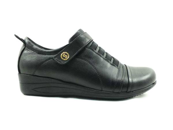 Hakiki Deri Günlük Cırtlı Kadın Ayakkabı - Siyah - 240