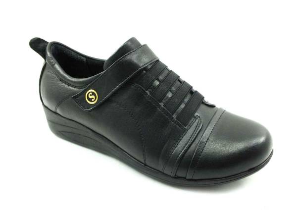 Hakiki Deri Günlük Cırtlı Kadın Ayakkabı - Siyah - 240