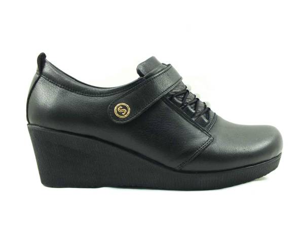 Hakiki Deri Günlük Cırtlı Kadın Ayakkabı - Siyah - 385
