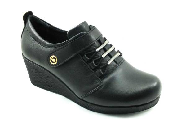 Hakiki Deri Günlük Cırtlı Kadın Ayakkabı - Siyah - 385