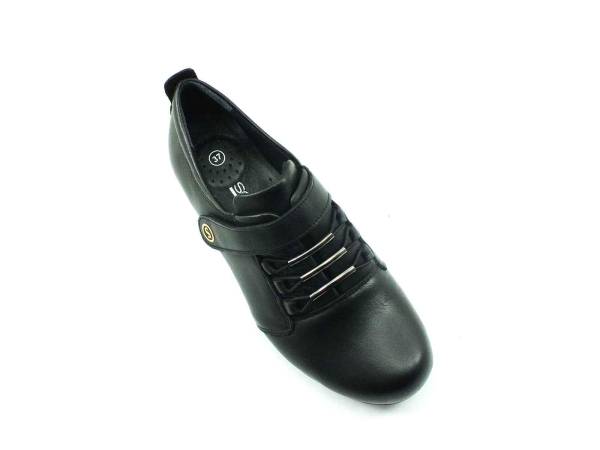 Hakiki Deri Günlük Cırtlı Kadın Ayakkabı - Siyah - 385