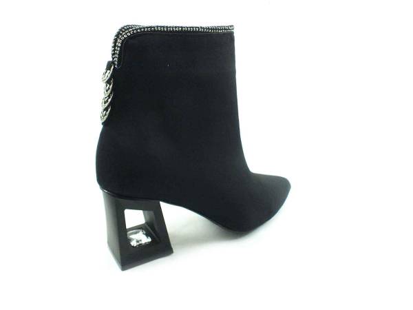 Hakiki Deri Klasik Topuklu Bayan Bot - Siyah-Süet - 1306