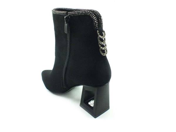 Hakiki Deri Klasik Topuklu Bayan Bot - Siyah-Süet - 1306