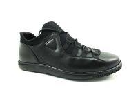 Hakiki Deri Streç Erkek Sneaker Ayakkabı - Siyah - 4459 - Thumbnail