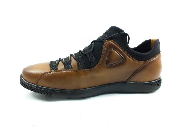 Hakiki Deri Streç Erkek Sneaker Ayakkabı - Taba - 4459